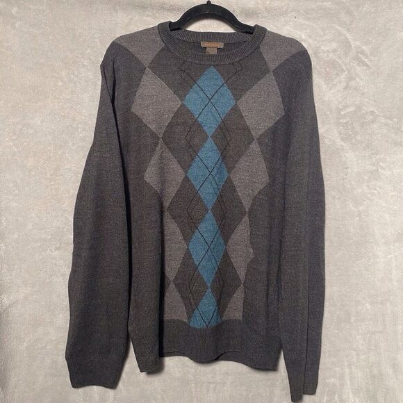Dockers Men Crew Neck Sweater  Blue and Gray Sz L Winter - Picture 1 of 3